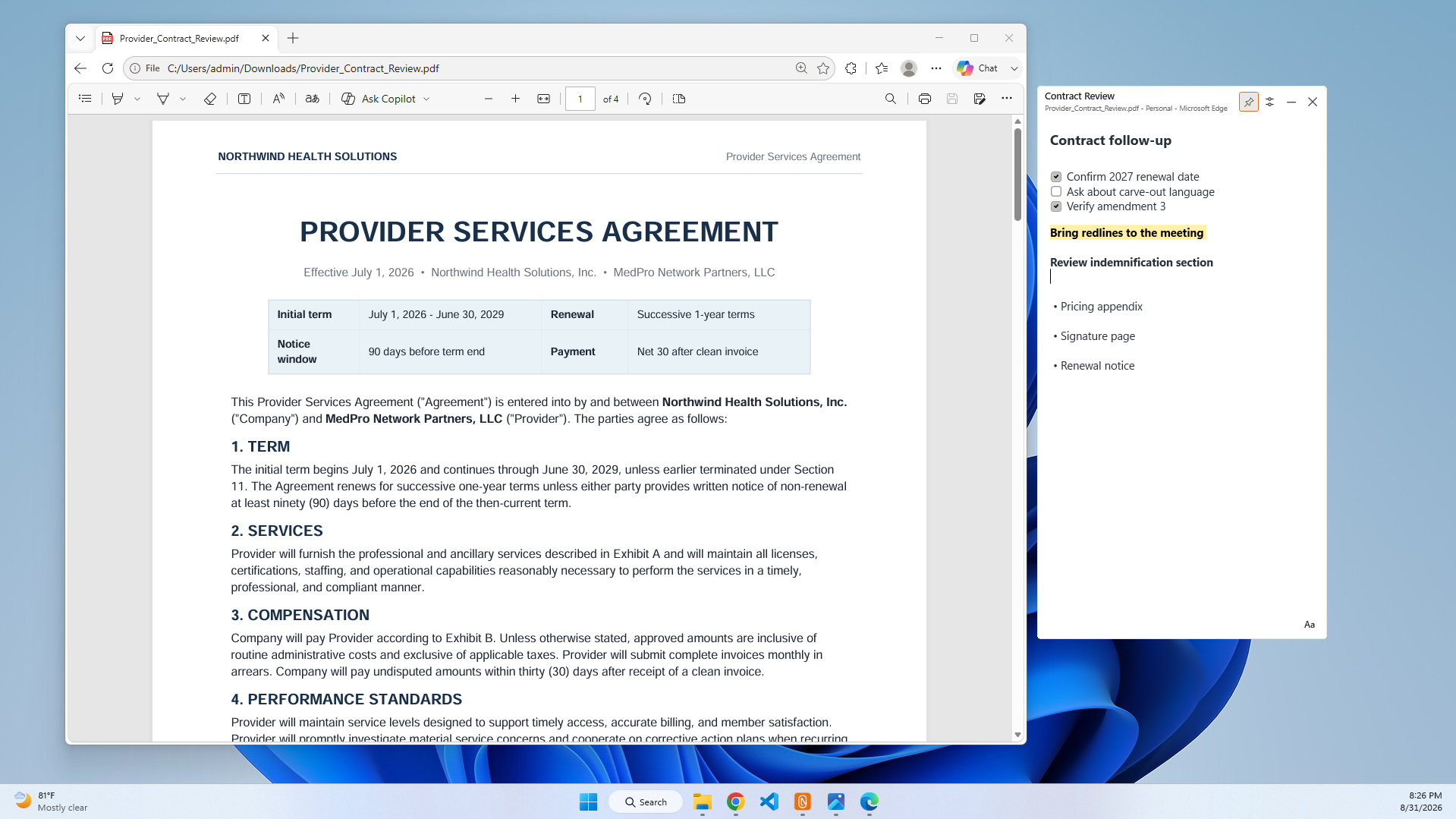 PDF document with a compact ClingNote note